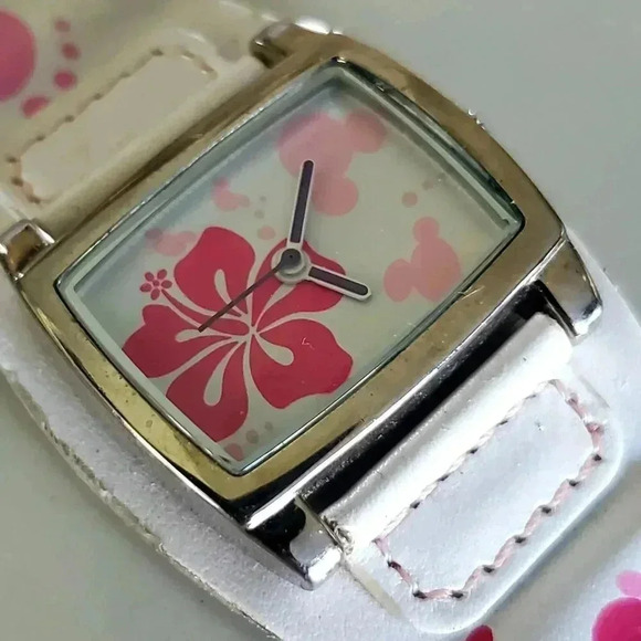 Women's Mickey Ears Pink Floral Quartz Watch by DISNEY - Needs Battery - Picture 1 of 5